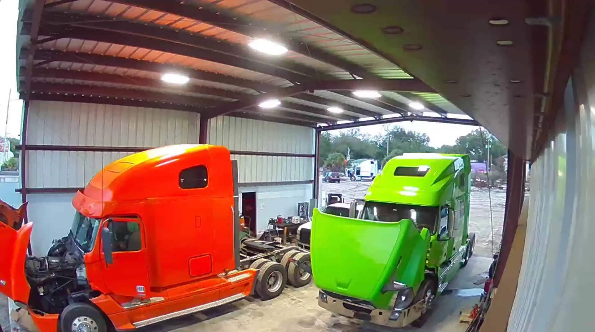 Trucks in the MSA shop bay